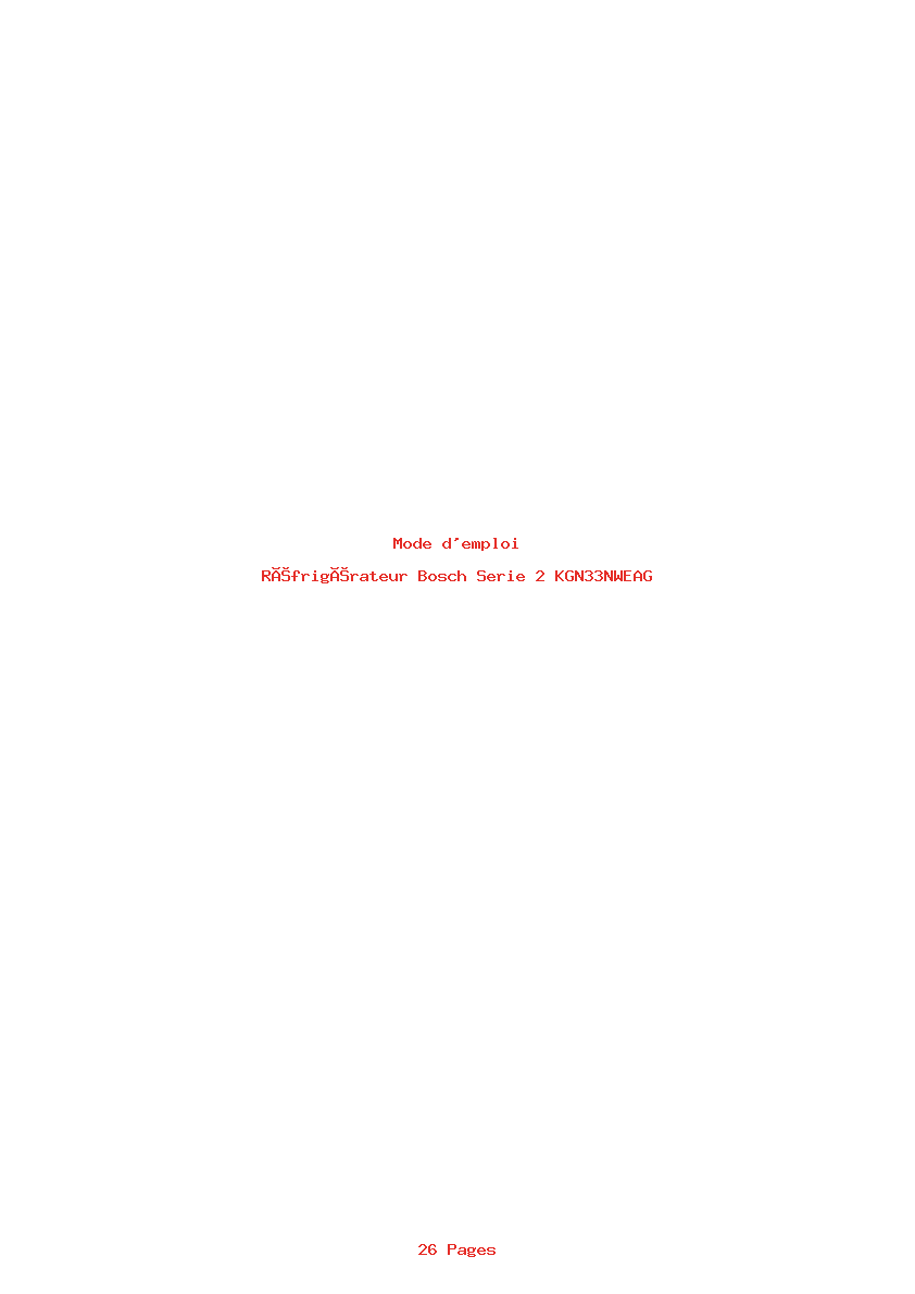 Page 1 de la notice Mode d'emploi Bosch Serie 2 KGN33NWEAG