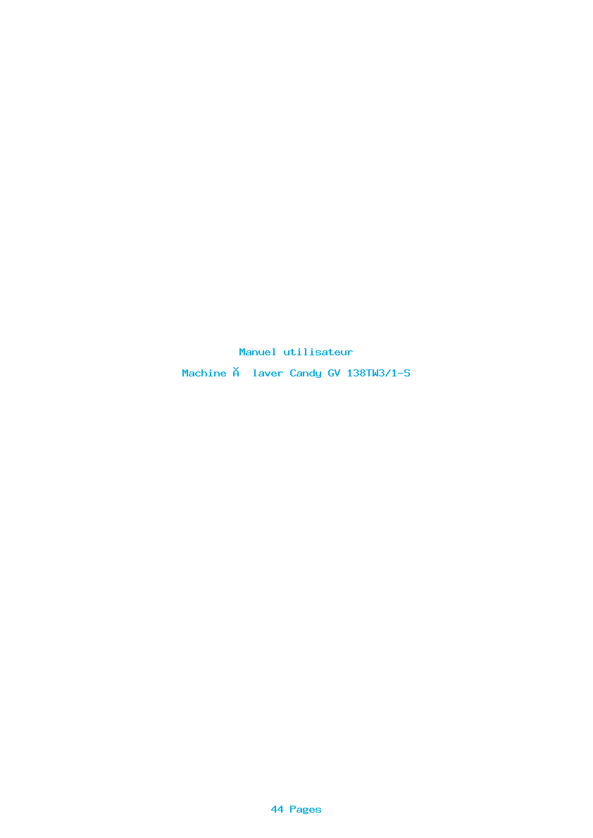 Page 1 de la notice Manuel utilisateur Candy GV 138TW3/1-S
