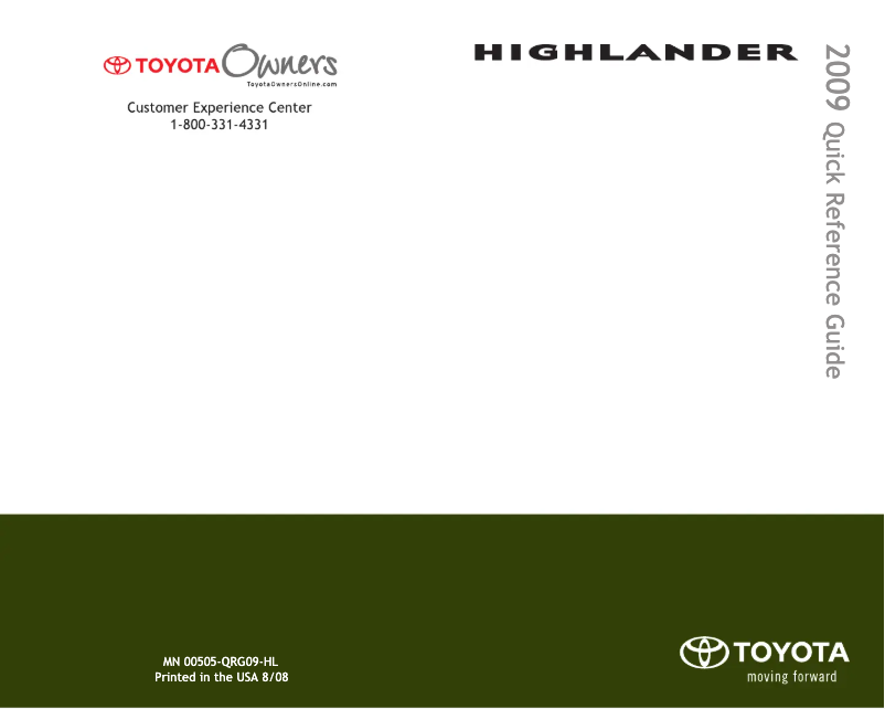 Page 1 de la notice Manuel utilisateur Toyota Highlander (2009)
