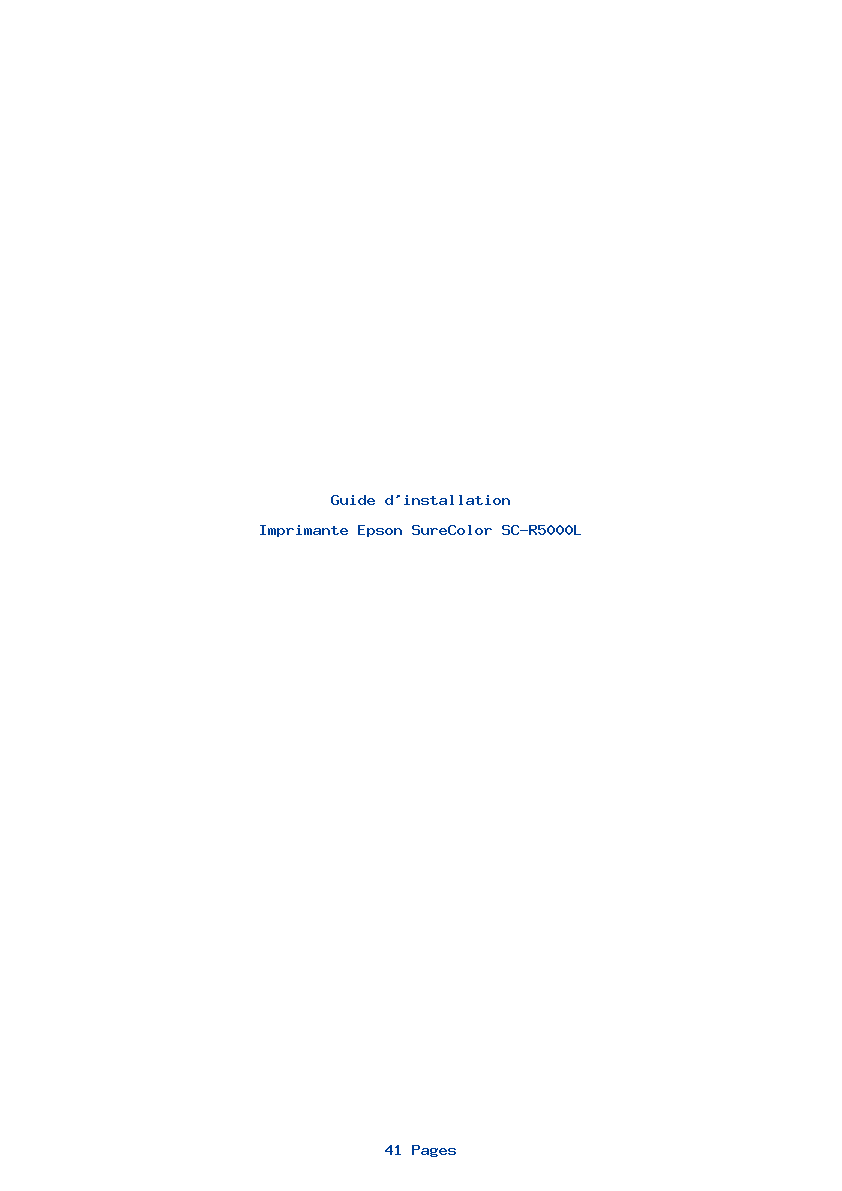 Page 1 de la notice Guide d'installation Epson SureColor SC-R5000L