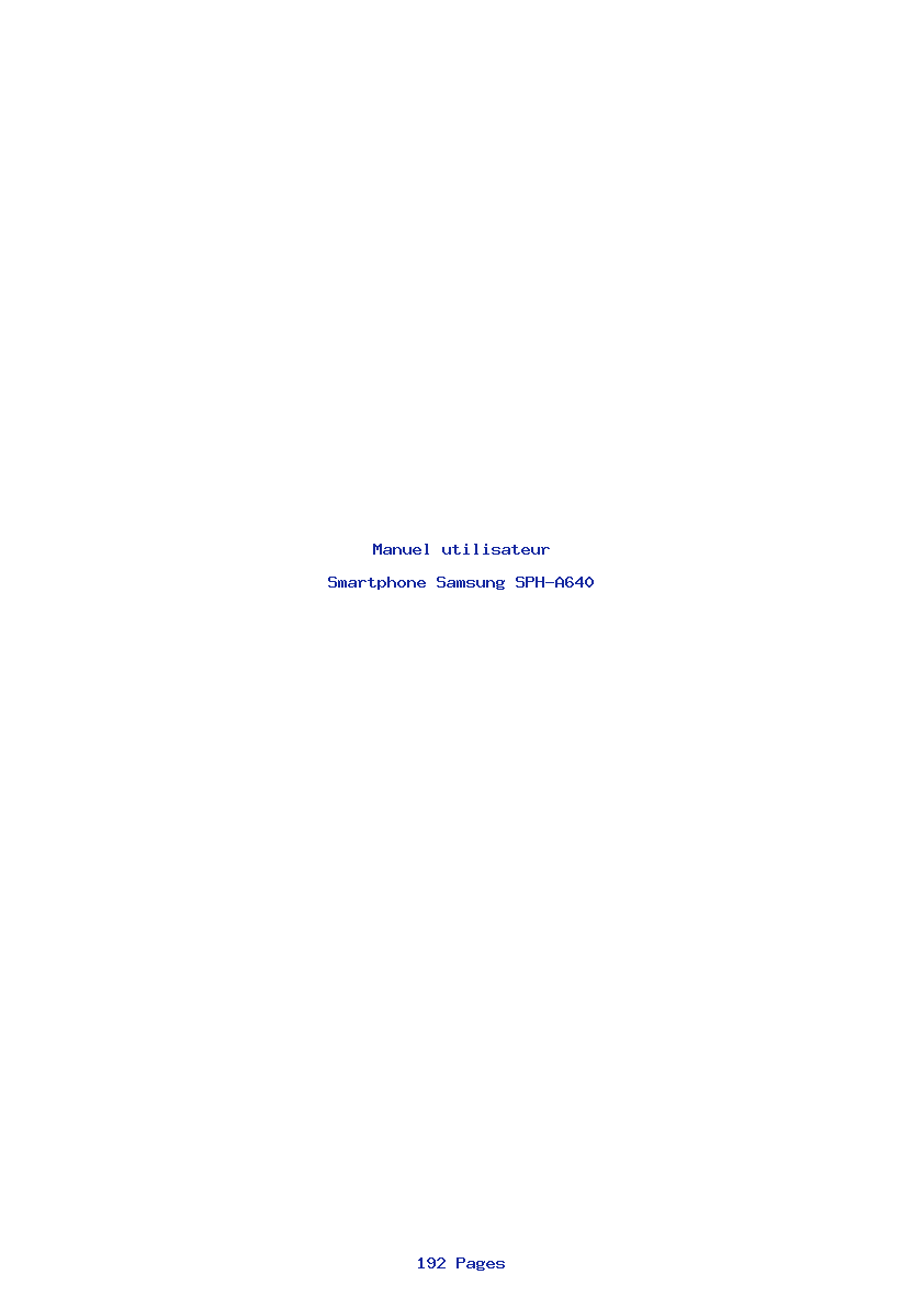 Page 1 de la notice Manuel utilisateur Samsung SPH-A640
