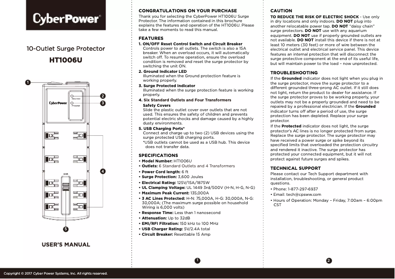 Página 1 del manual Manual de usuario CyberPower HT1006U