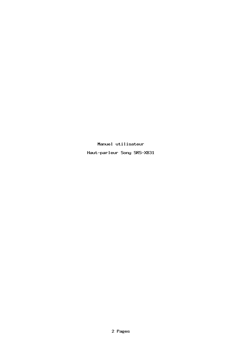 Page 1 de la notice Manuel utilisateur Sony SRS-XB31