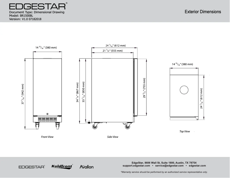 Page 1 de la notice Fiche technique EdgeStar BR1500BL