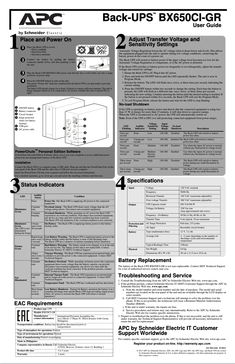 Página 1 del manual Manual de usuario APC Back-UPS BX650CI-GR