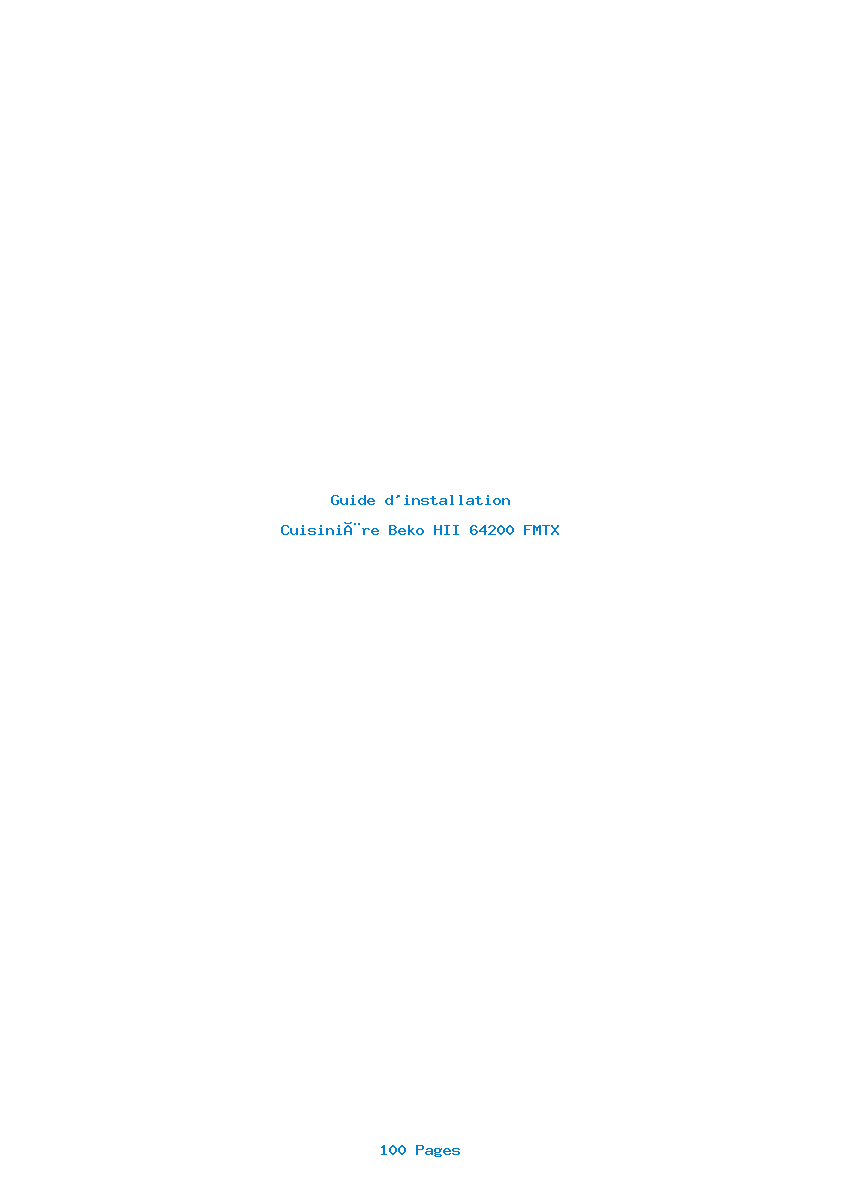 Page 1 de la notice Guide d'installation Beko HII 64200 FMTX