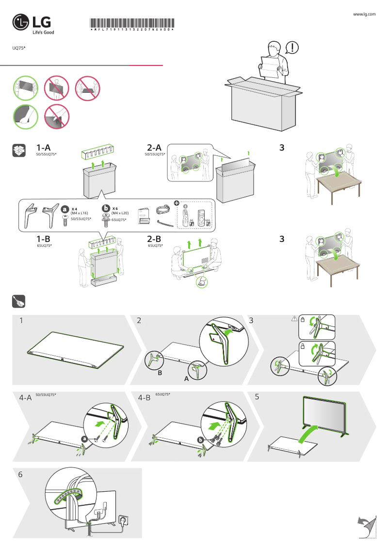Page 1 de la notice Manuel utilisateur LG 65UQ751C0LG