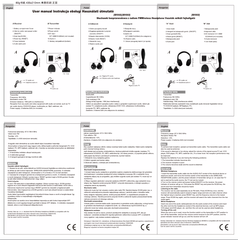 Página 1 del manual Manual de usuario Vakoss MH968