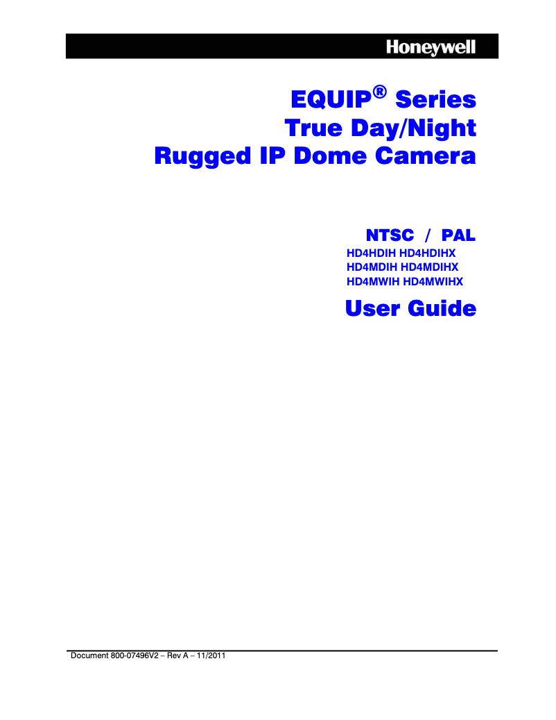 Page 1 de la notice Manuel utilisateur Honeywell Equip HD4MWIH