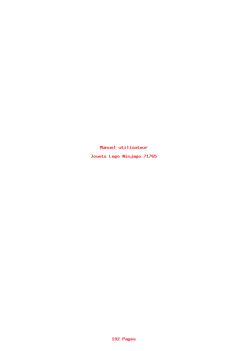 Page 1 de la notice Manuel utilisateur Lego Ninjago 71765