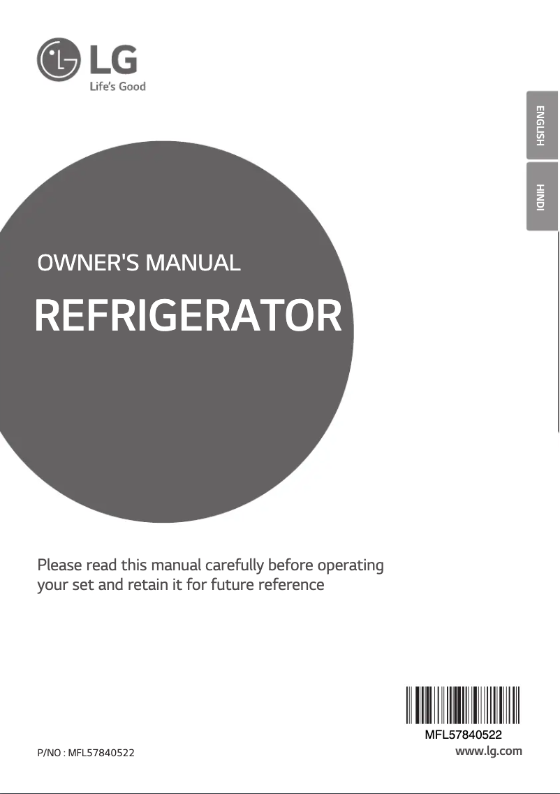 Page 1 de la notice Manuel utilisateur LG GL-T302RPZM