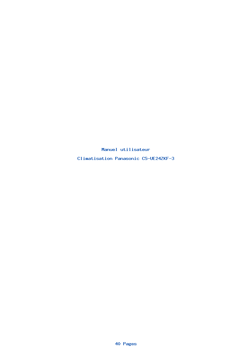 Page 1 de la notice Manuel utilisateur Panasonic CS-UE24ZKF-3