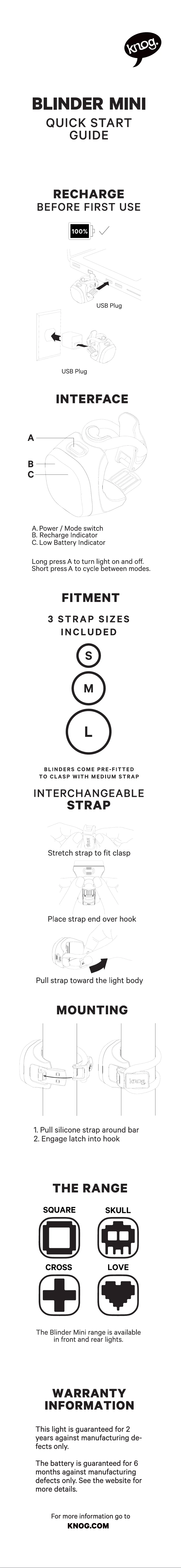 Page 1 de la notice Manuel utilisateur Knog Blinder Mini Skull