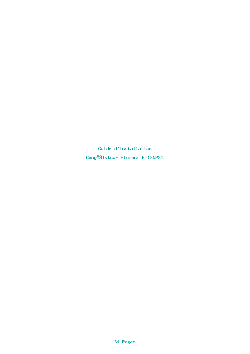 Page 1 de la notice Guide d'installation Siemens FI18NP31