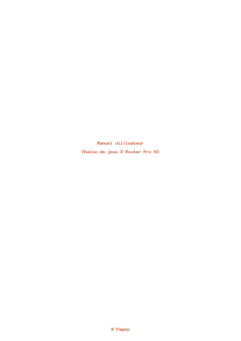 Page 1 de la notice Manuel utilisateur X Rocker Pro H3