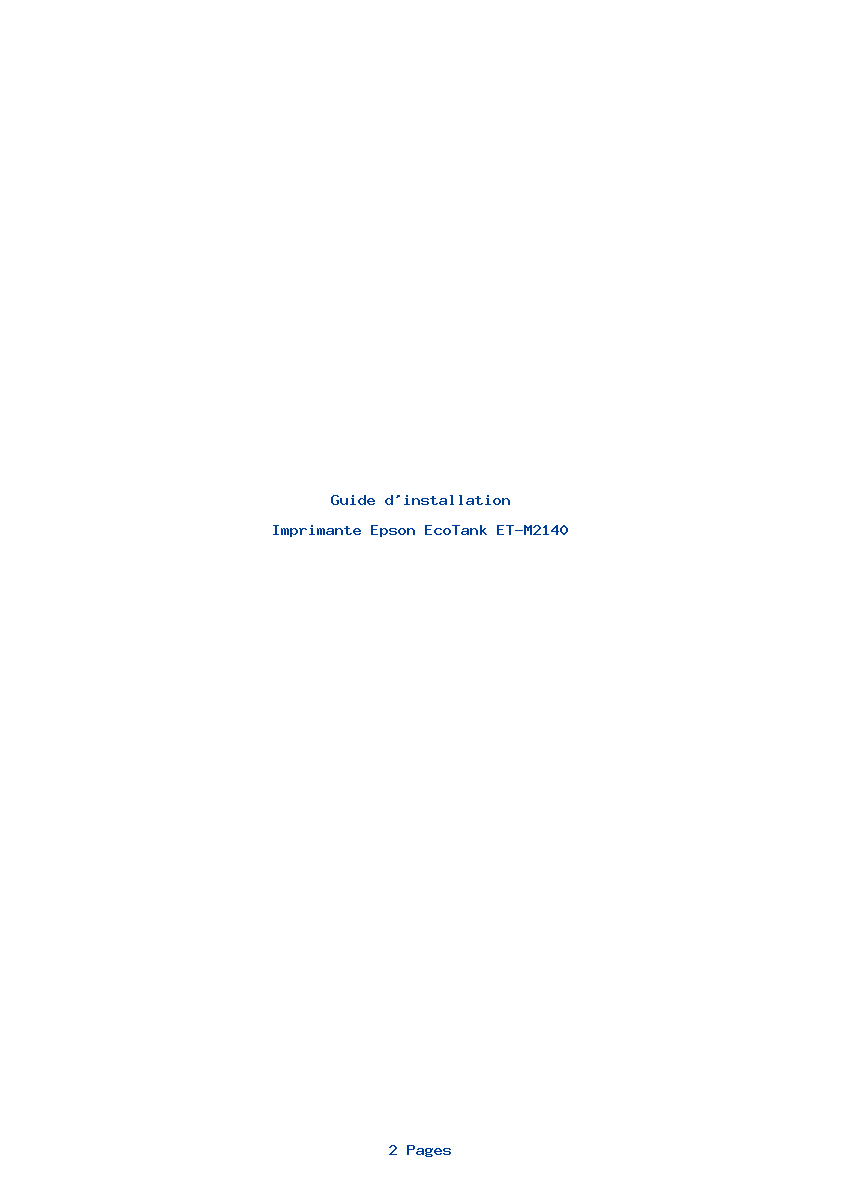 Page 1 de la notice Guide d'installation Epson EcoTank ET-M2140