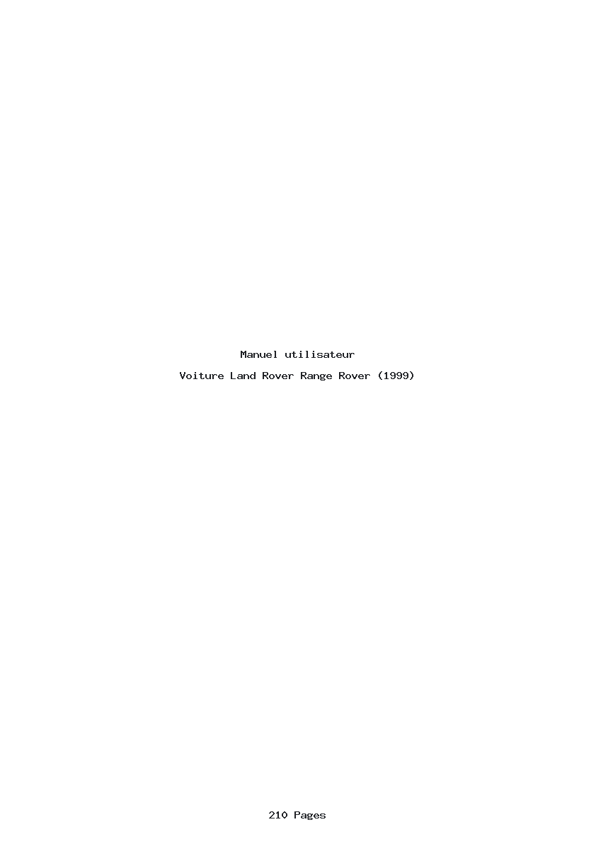 Page 1 de la notice Manuel utilisateur Land Rover Range Rover (1999)