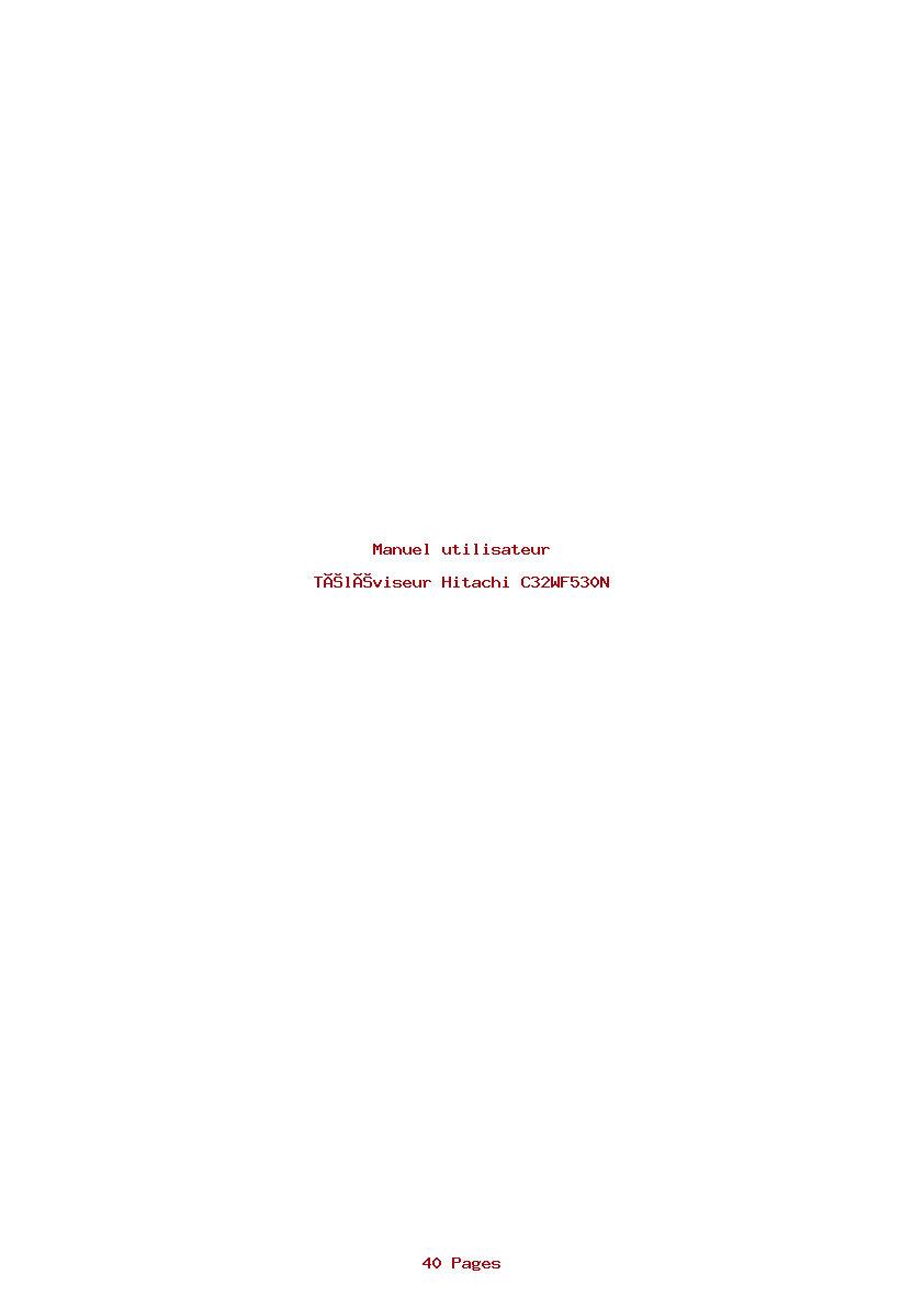 Page 1 de la notice Manuel utilisateur Hitachi C32WF530N