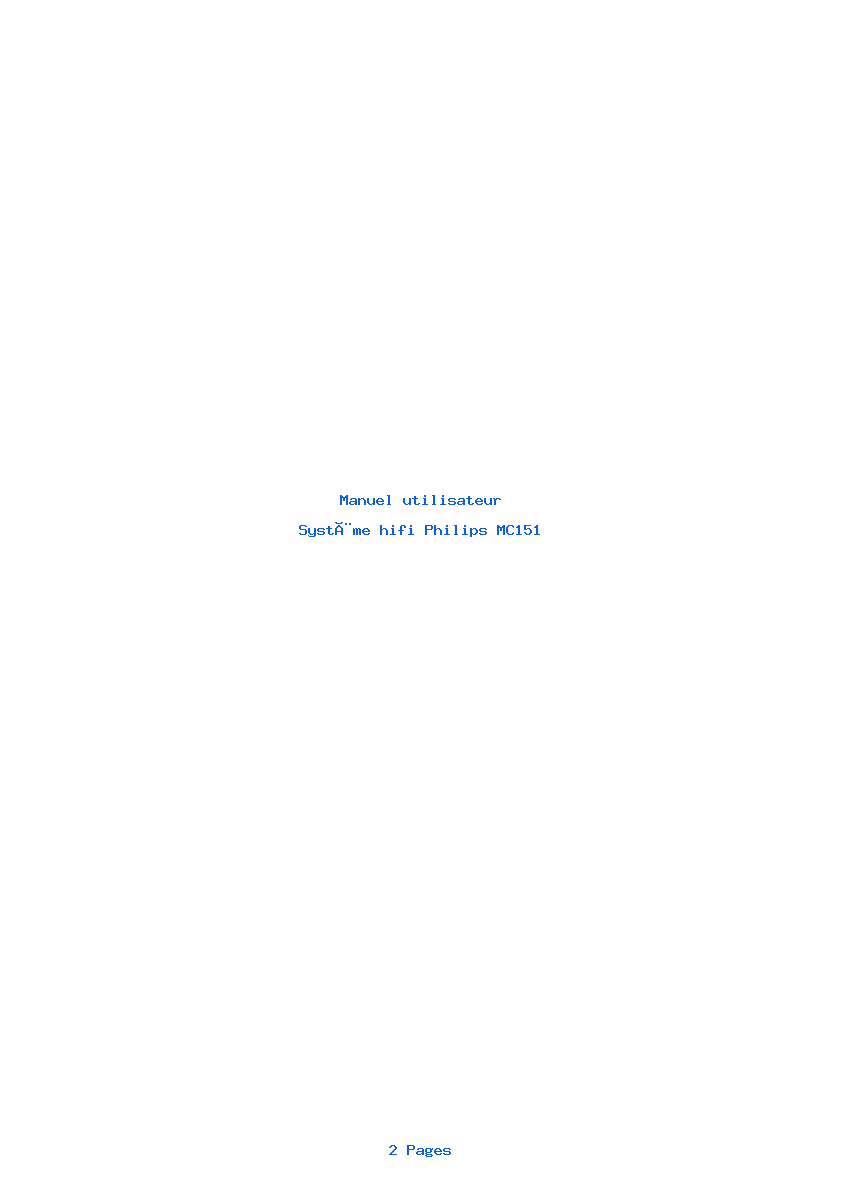 Page 1 de la notice Manuel utilisateur Philips MC151