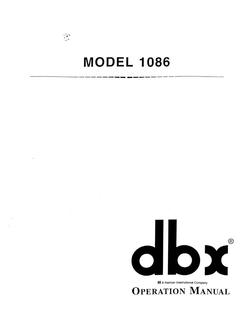 Page 1 de la notice Manuel utilisateur DBX 1086
