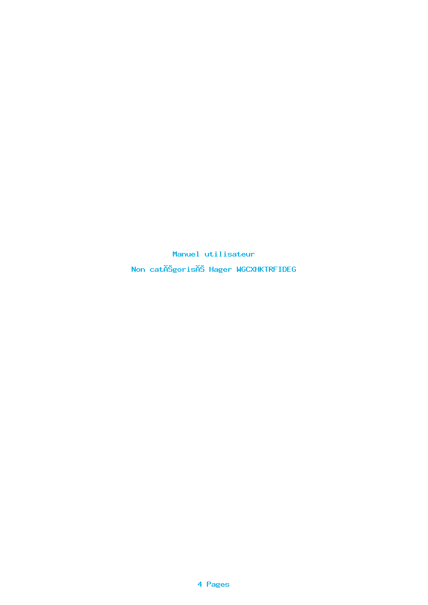 Page 1 de la notice Manuel utilisateur Hager WGCXHKTRFIDEG