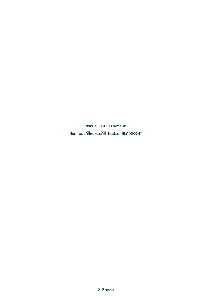 Page 1 de la notice Manuel utilisateur Nedis SLAD200WT