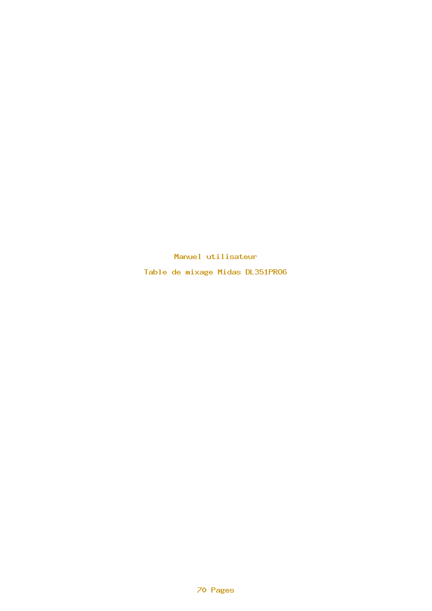 Page 1 de la notice Manuel utilisateur Midas DL351PRO6