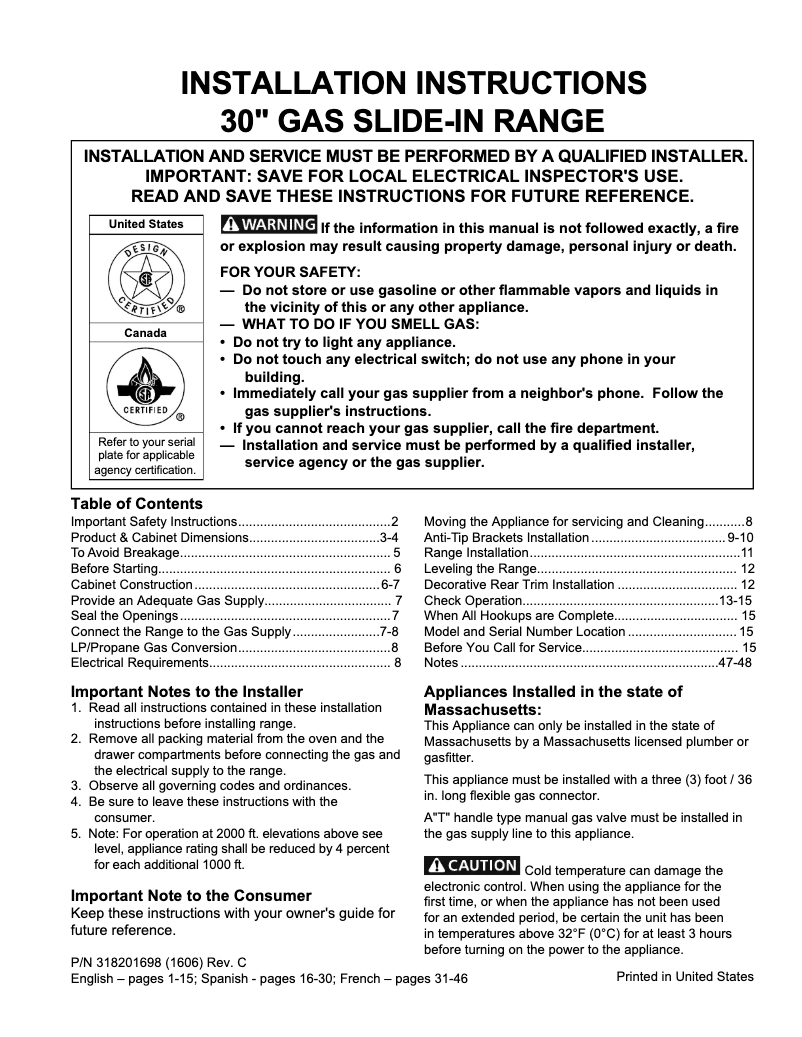 Page 1 de la notice Guide d'installation Electrolux EW30GS80RS