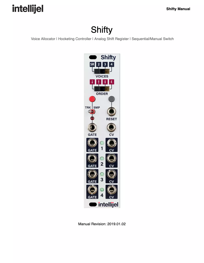 Page 1 of the manual User Manual Intellijel Shifty