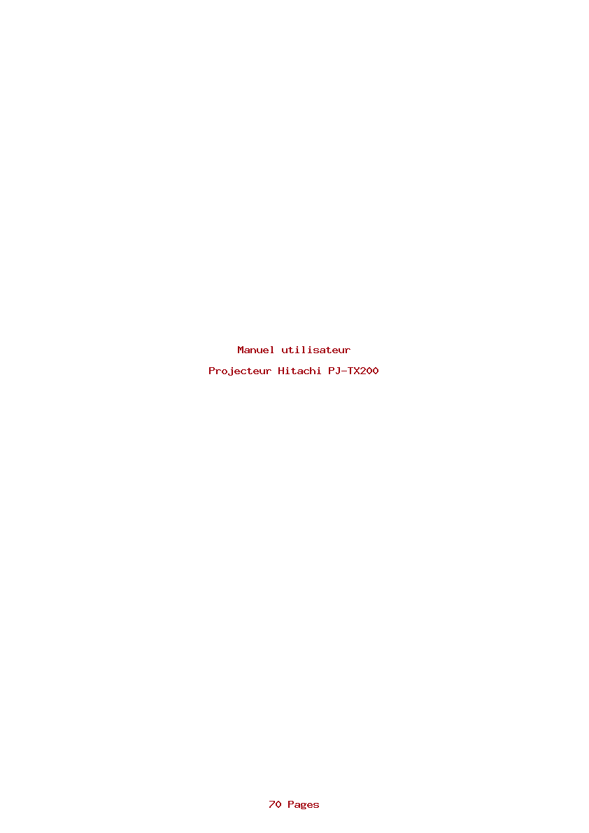 Page 1 de la notice Manuel utilisateur Hitachi PJ-TX200