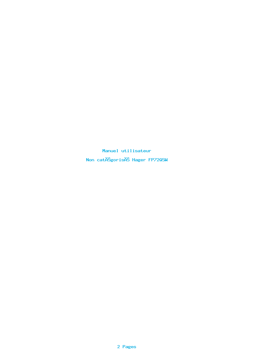 Page 1 de la notice Manuel utilisateur Hager FP72QSW