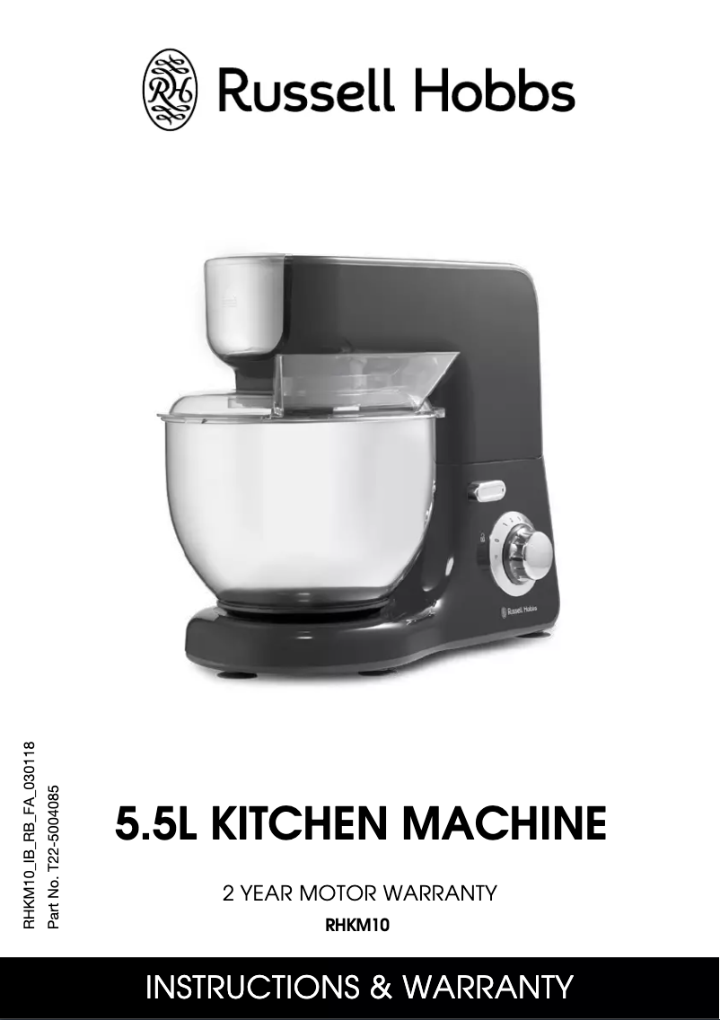 Page 1 de la notice Manuel utilisateur Russell Hobbs Kitchen Machine RHKM10