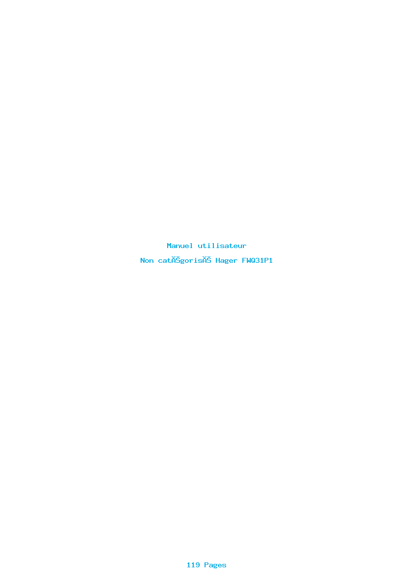 Image de la première page du manuel de l'appareil FWQ31P1