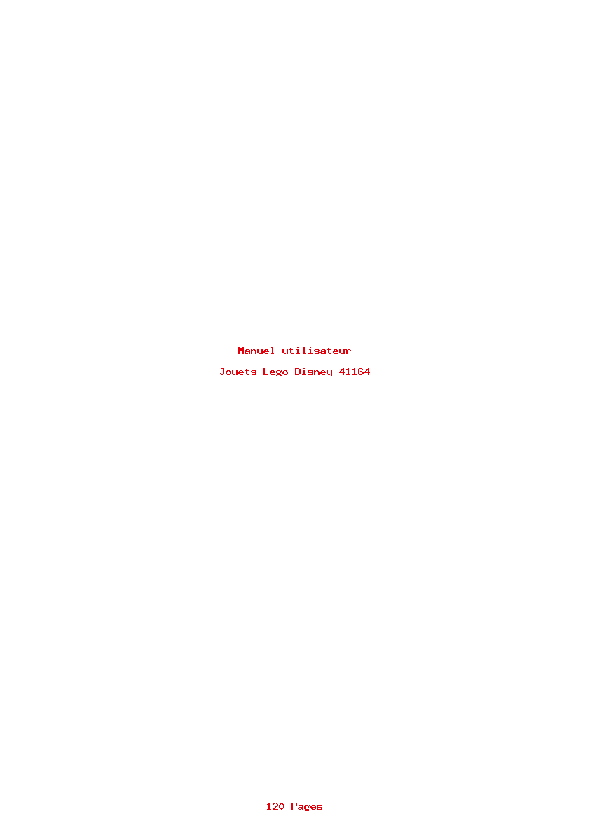 Page 1 de la notice Manuel utilisateur Lego Disney 41164