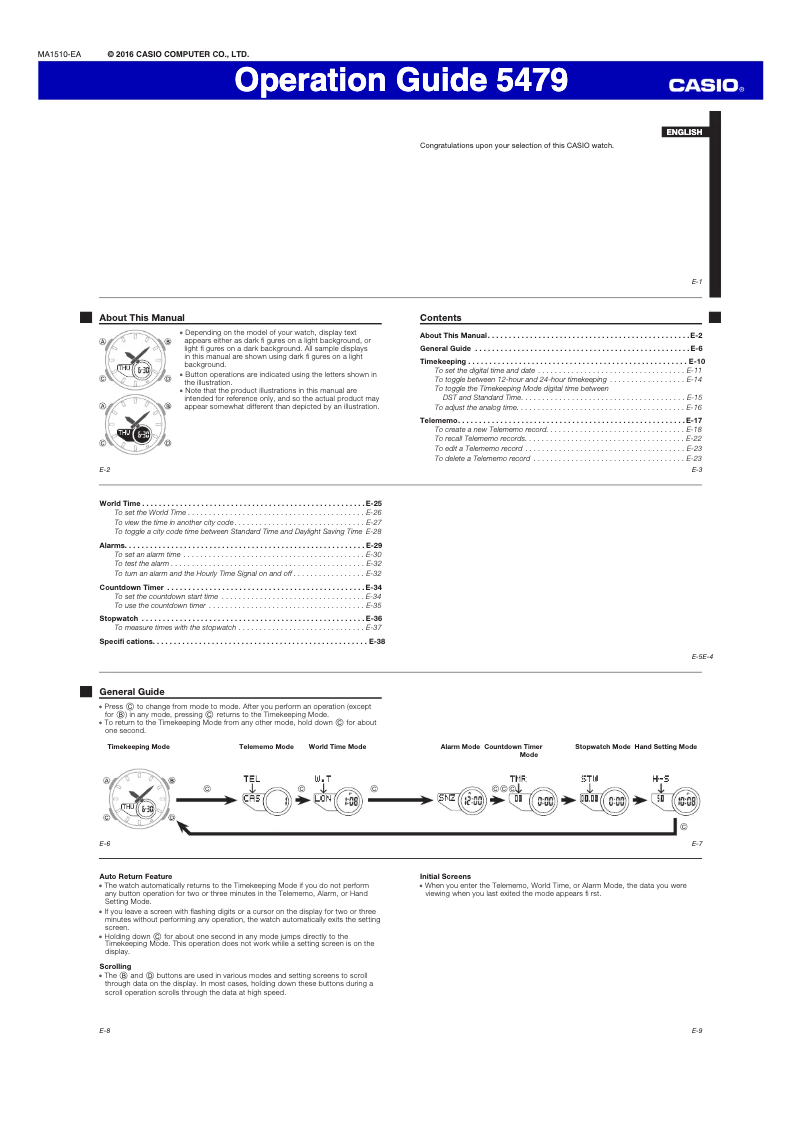 Page 1 de la notice Manuel utilisateur Casio Collection AEQ-100BW-9AVEF
