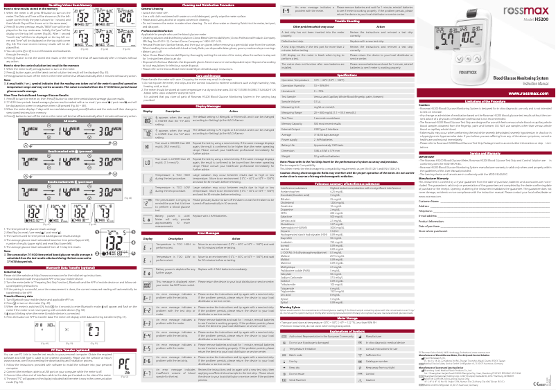 Page 1 de la notice Manuel utilisateur Rossmax HS200