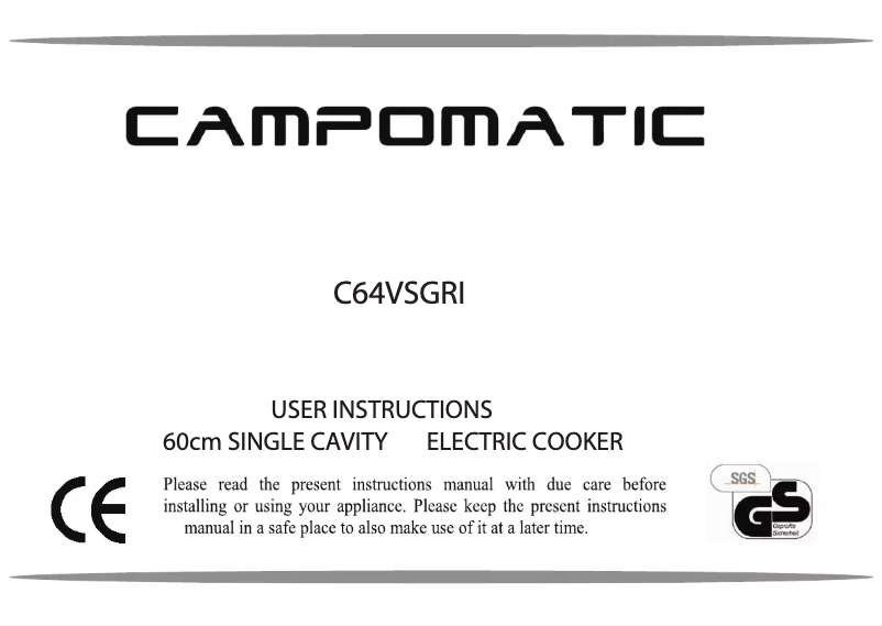 Page 1 de la notice Manuel utilisateur Campomatic C64VSGRI