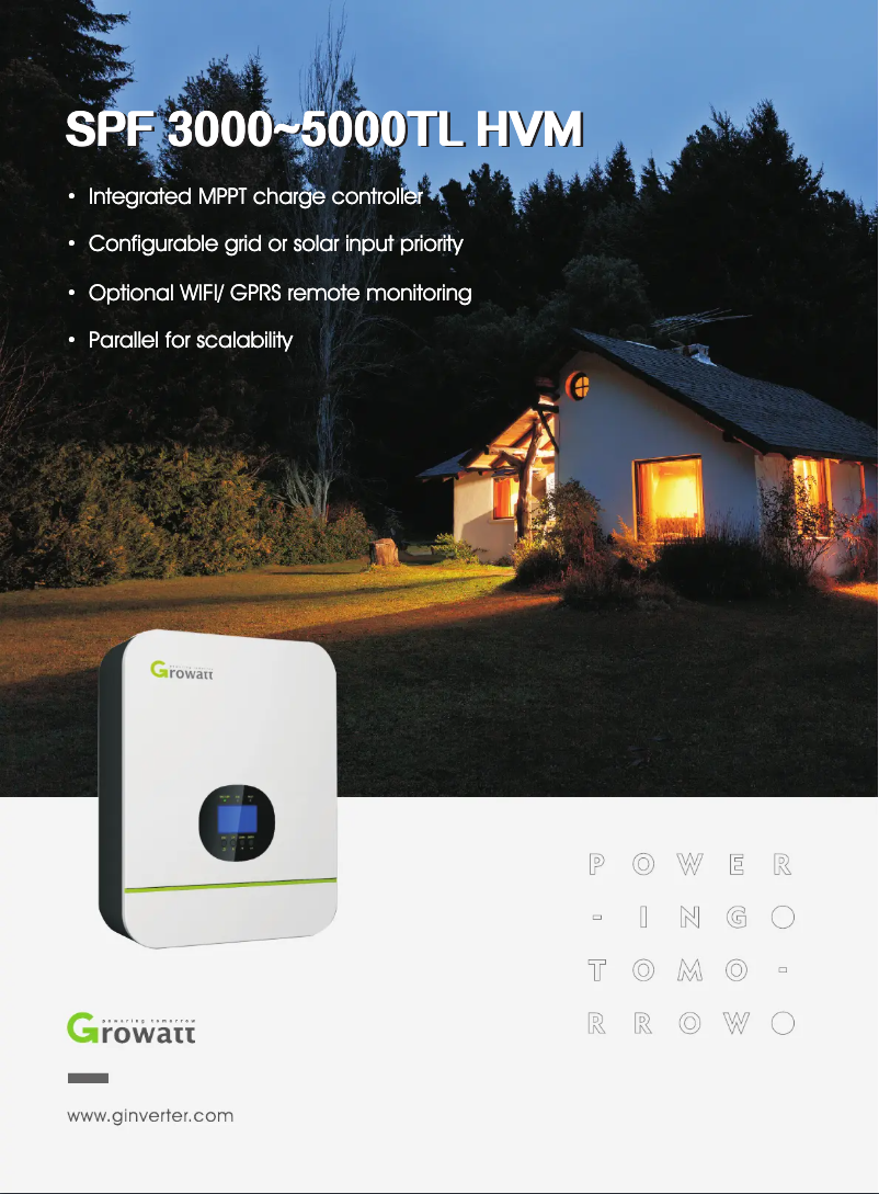 Page 1 de la notice Fiche technique Growatt SPF 3000TL HVM-24