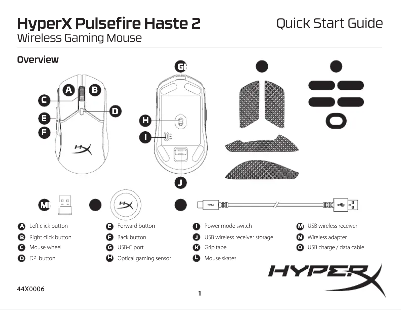 Page 1 de la notice Manuel utilisateur HyperX Pulsefire Haste 2 Core