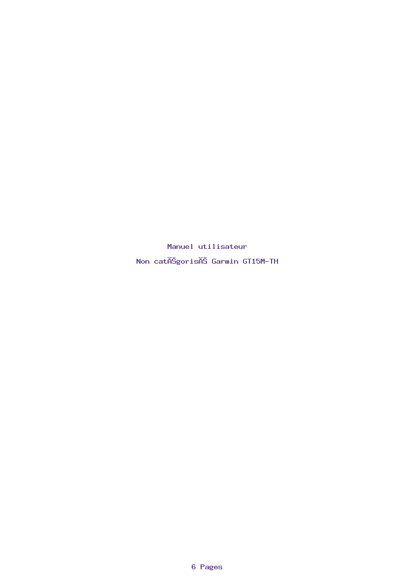 Page 1 de la notice Manuel utilisateur Garmin GT15M-TH