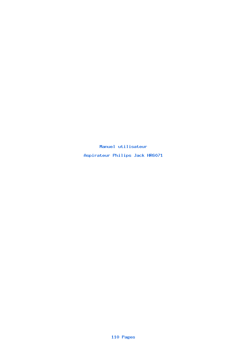 Page 1 de la notice Manuel utilisateur Philips Jack HR6071