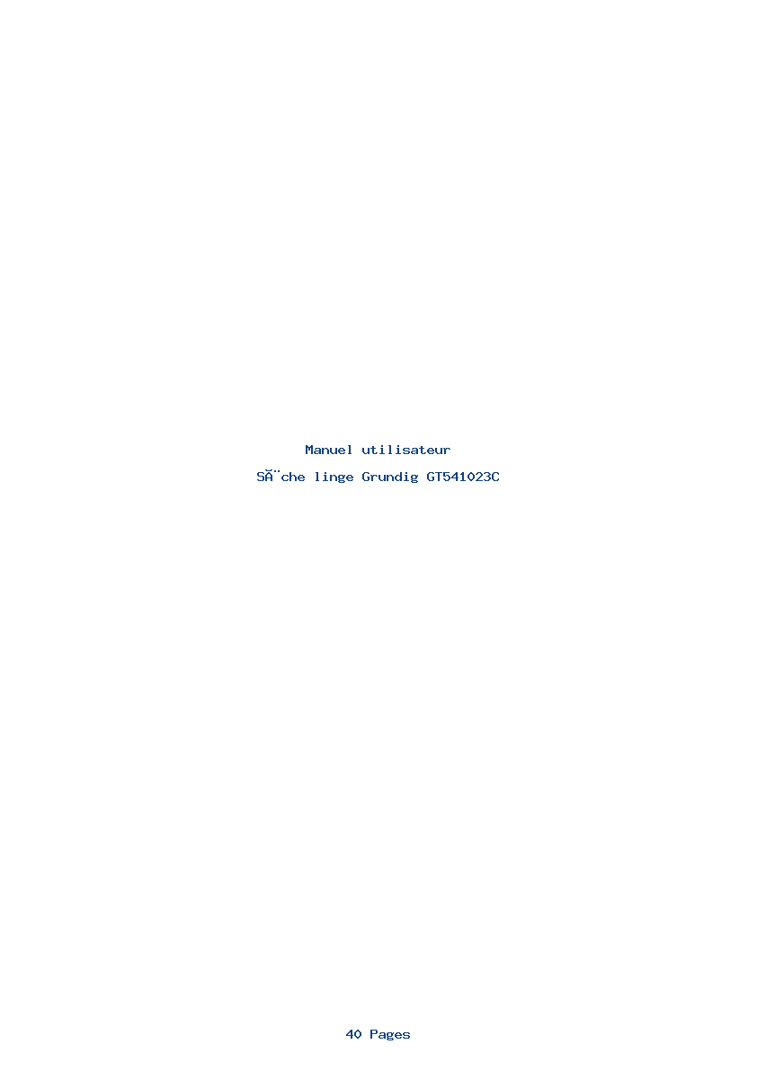 Page 1 de la notice Manuel utilisateur Grundig GT541023C