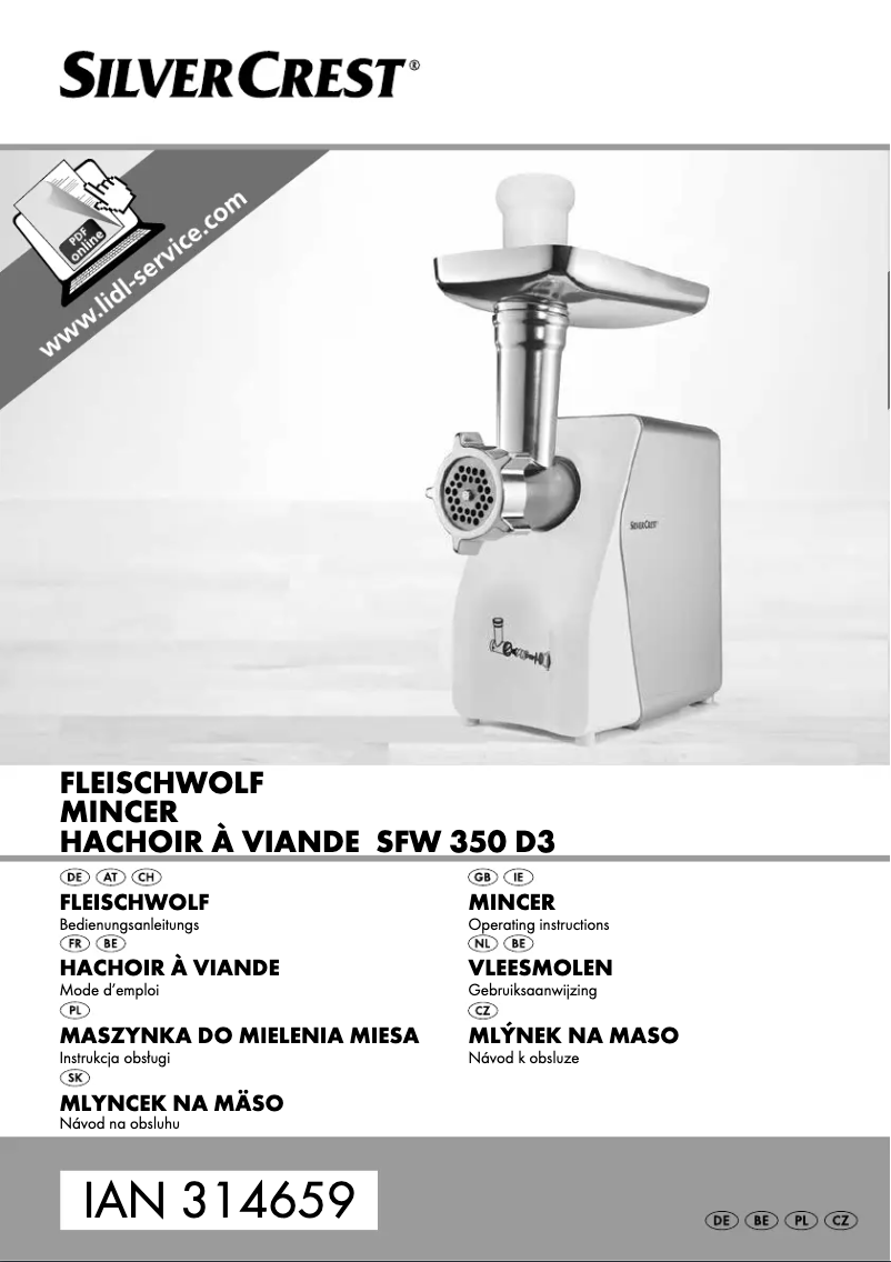 Page 1 de la notice Manuel utilisateur SilverCrest SFW 350 D3