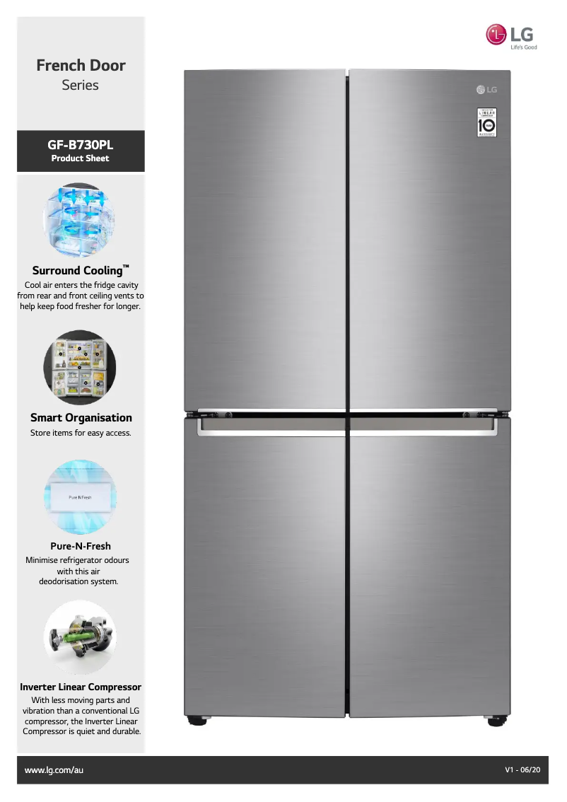 Page 1 de la notice Fiche technique LG GF-B730PL