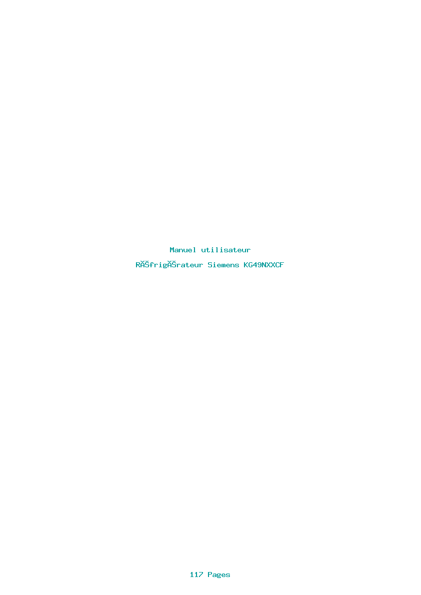 Page 1 de la notice Manuel utilisateur Siemens KG49NXXCF
