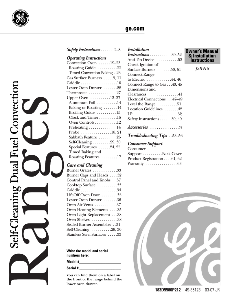 Page 1 de la notice Guide d'installation GE Profile J2B918CEKCC