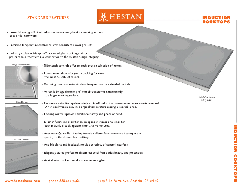 Page 1 de la notice Fiche technique Hestan KIC36-MS