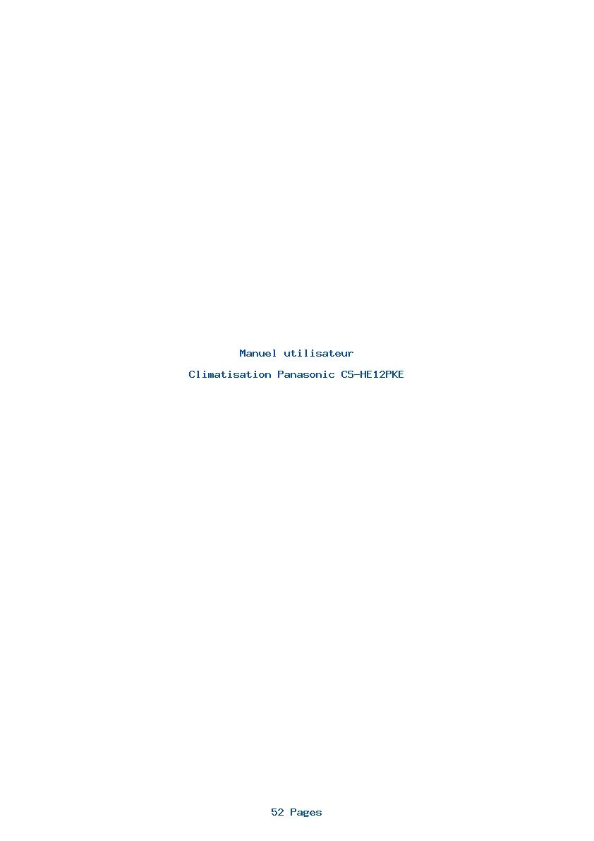 Page 1 de la notice Manuel utilisateur Panasonic CS-HE12PKE