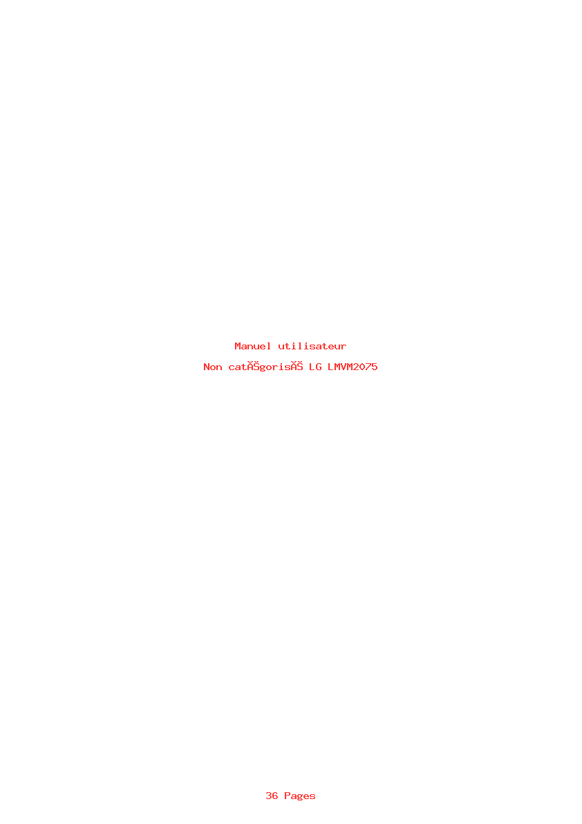 Page 1 de la notice Manuel utilisateur LG LMVM2075