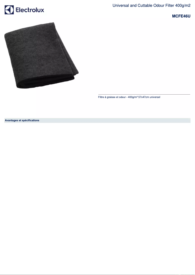 Page 1 de la notice Manuel utilisateur AEG MCFE46U